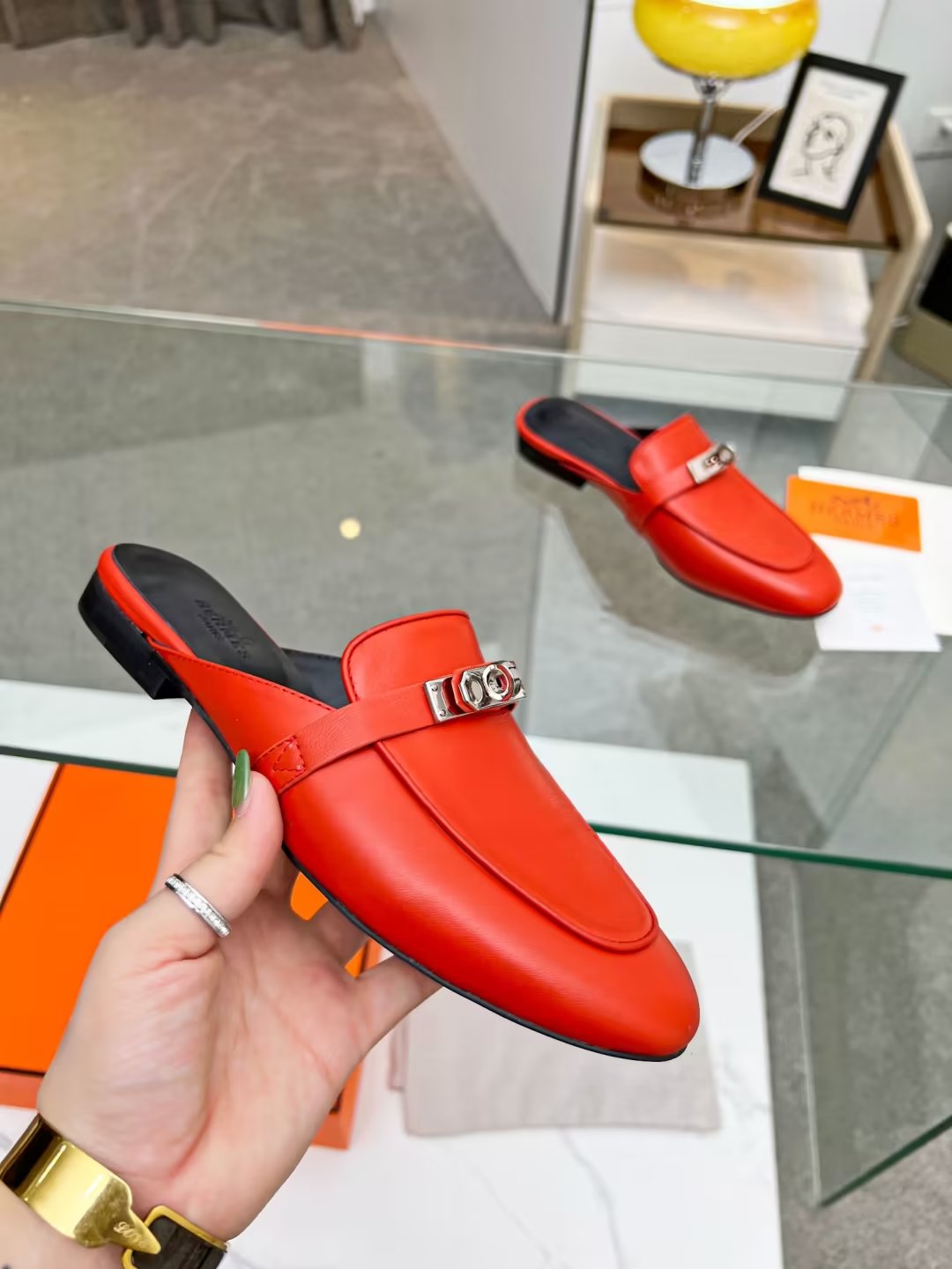 HERMES 0Z MULE CANDY LAMBSKIN