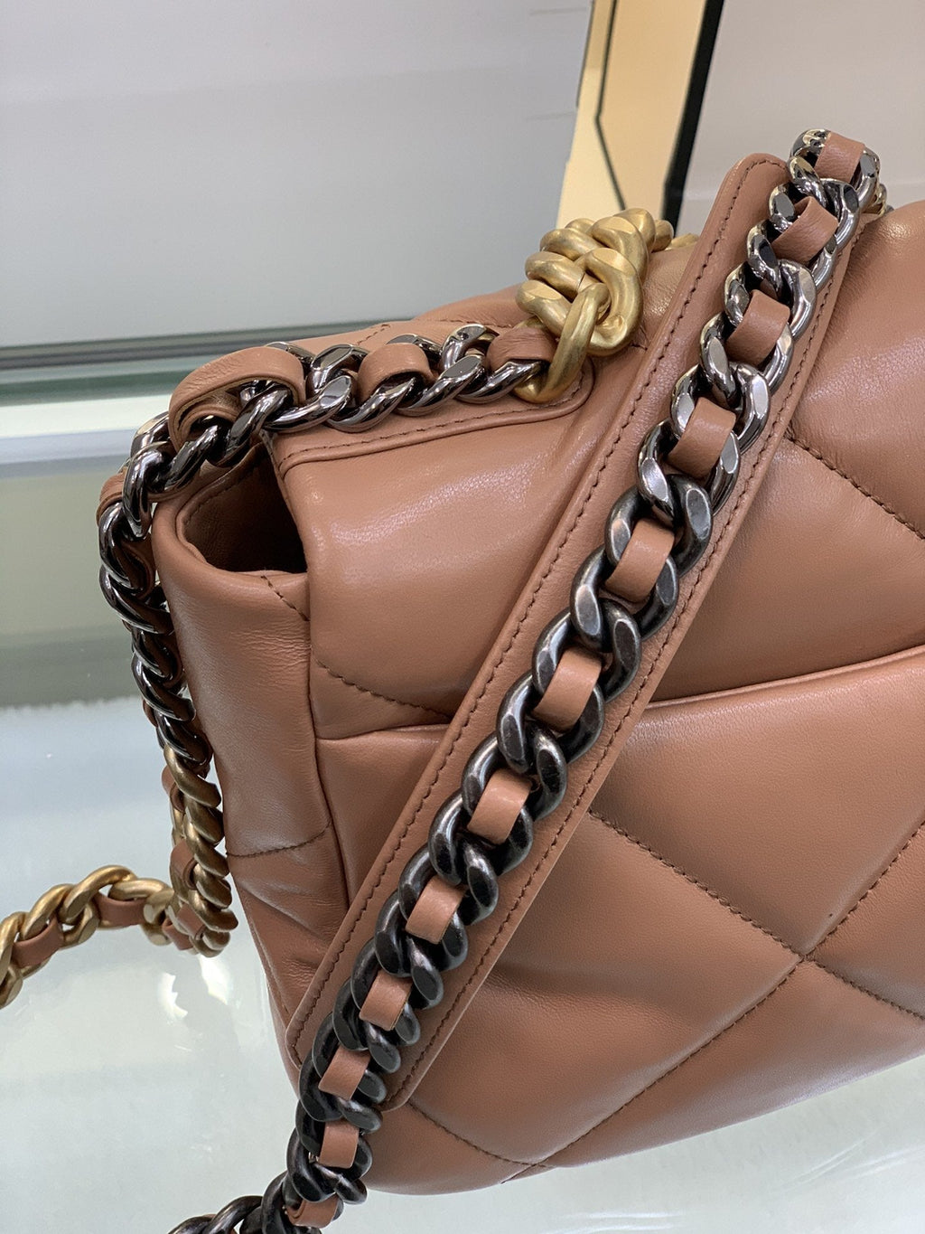 CHANEL 19 FLAP BAG 26 BROWN GOATSKIN