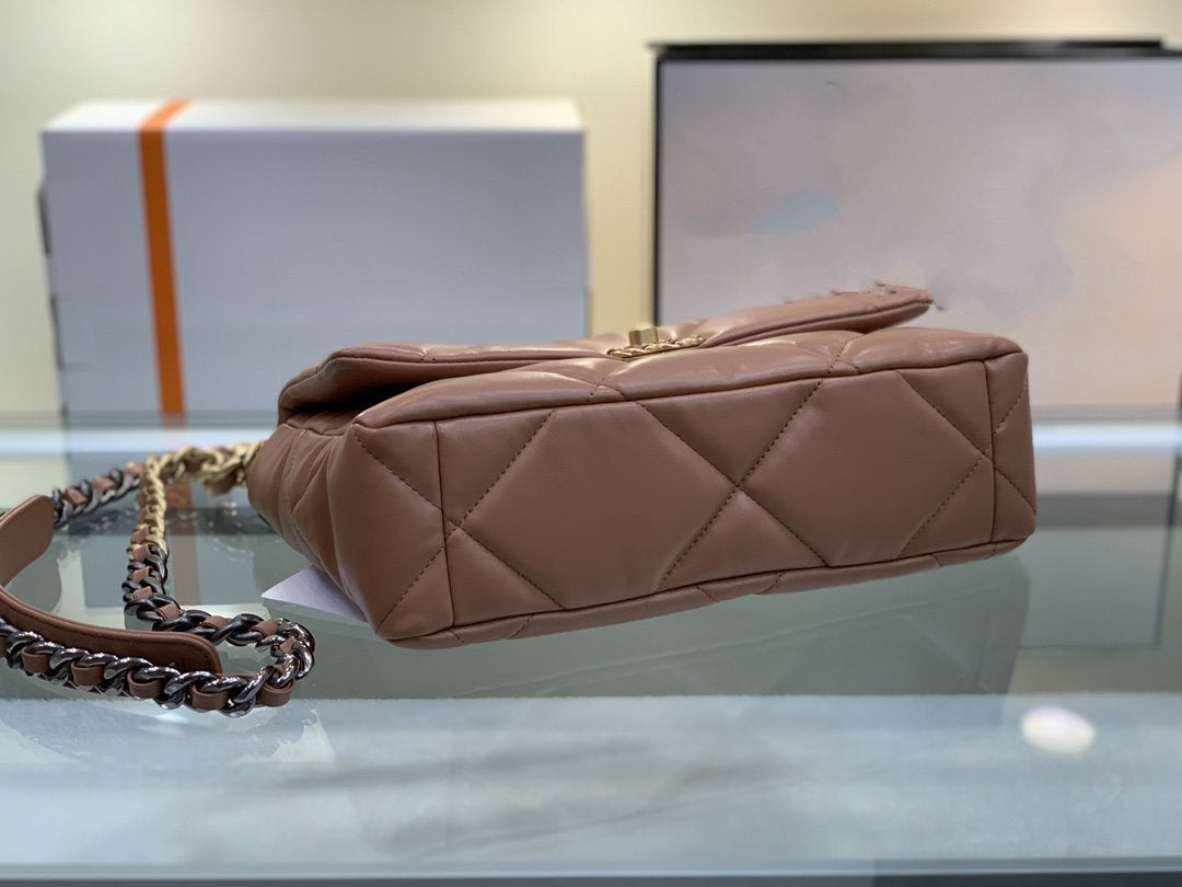 CHANEL 19 FLAP BAG 26 BROWN GOATSKIN
