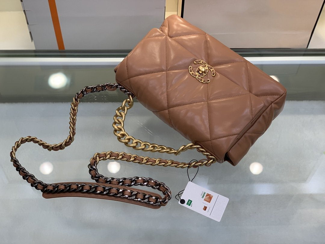 CHANEL 19 FLAP BAG 26 BROWN GOATSKIN