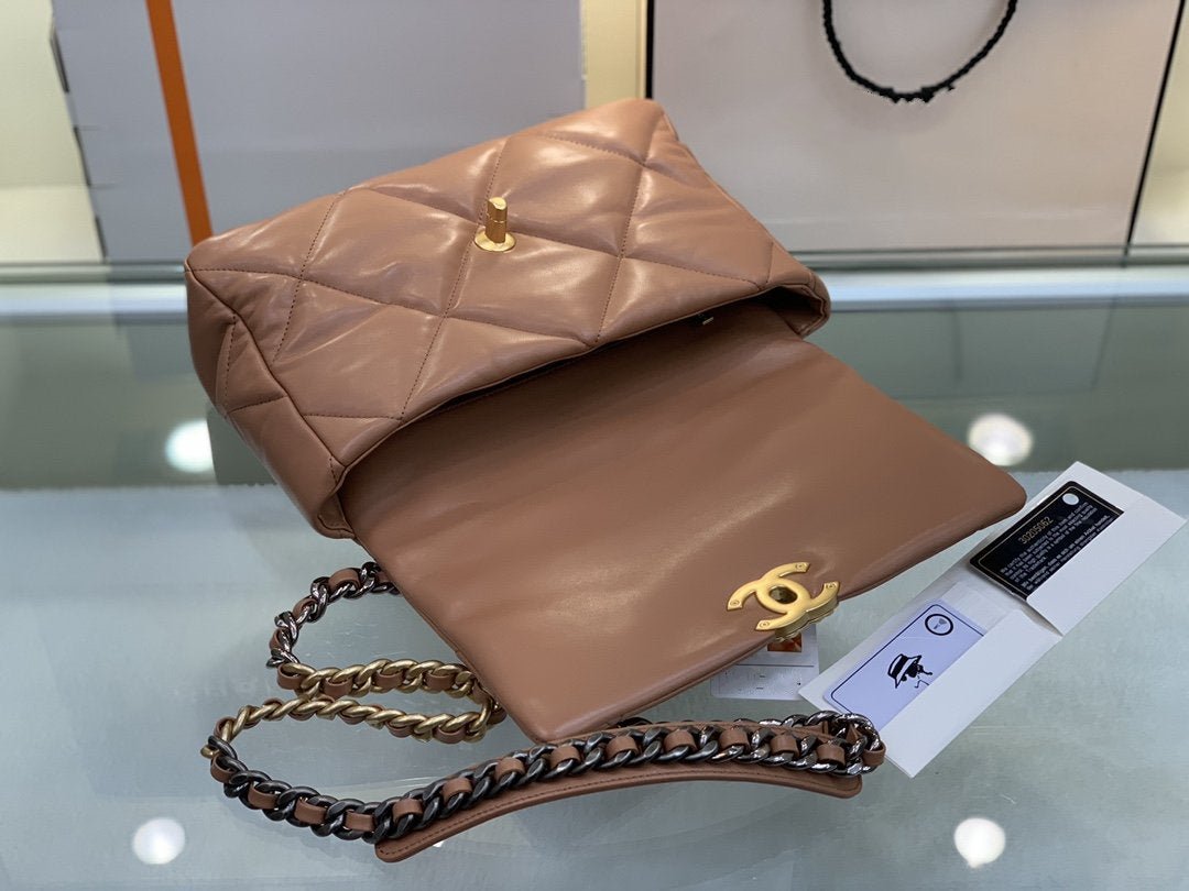 CHANEL 19 FLAP BAG 26 BROWN GOATSKIN
