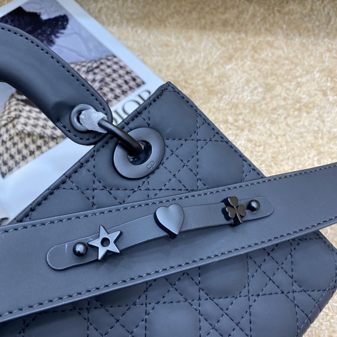 DIOR LADY MY ABC BAG 20CM BLACK ULTRAMETTE CANNAGE CALFSKIN