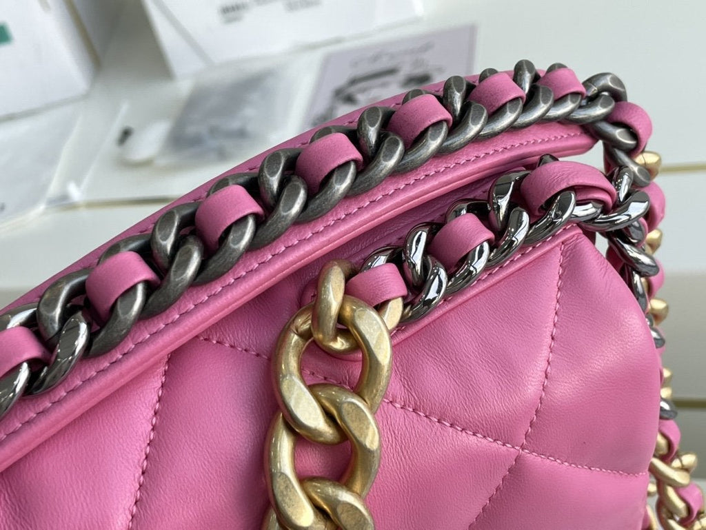 CHANEL 19 FLAP BAG 26 PINK LAMBSKIN