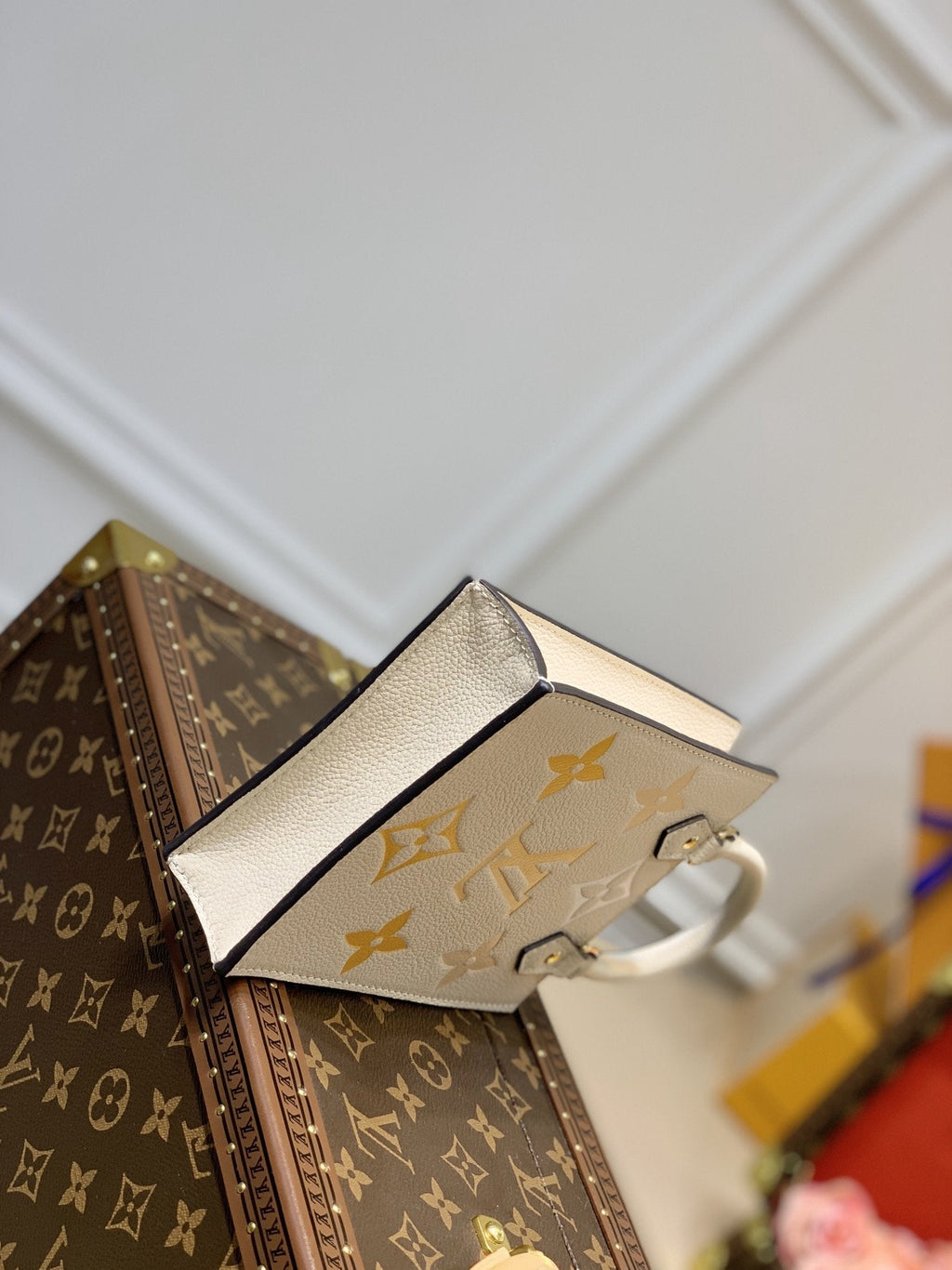 LOUIS VUITTON LV PETIT SAC PLAT CREAM MONOGRAM EMPREINTE COWHIDE LEATHER