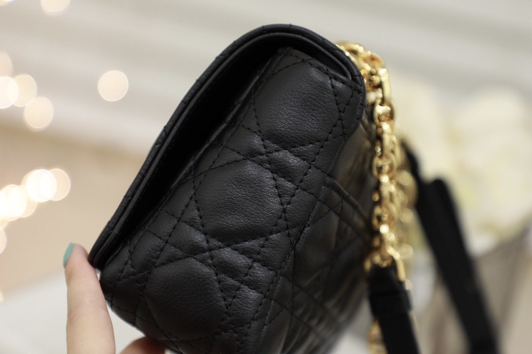 DIOR SMALL CARO BAG BALCK SUPPLE CANNAGE CALFSKIN