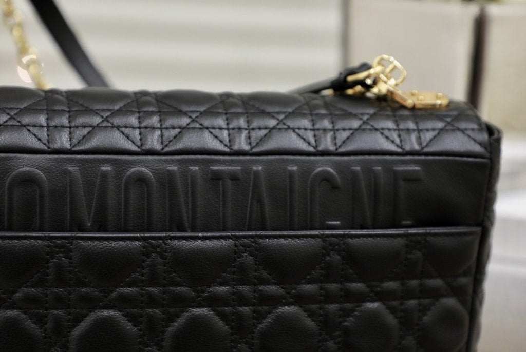DIOR LARGE CARO BAG 28 BLACK SUPPLE CANNAGE CALFSKIN