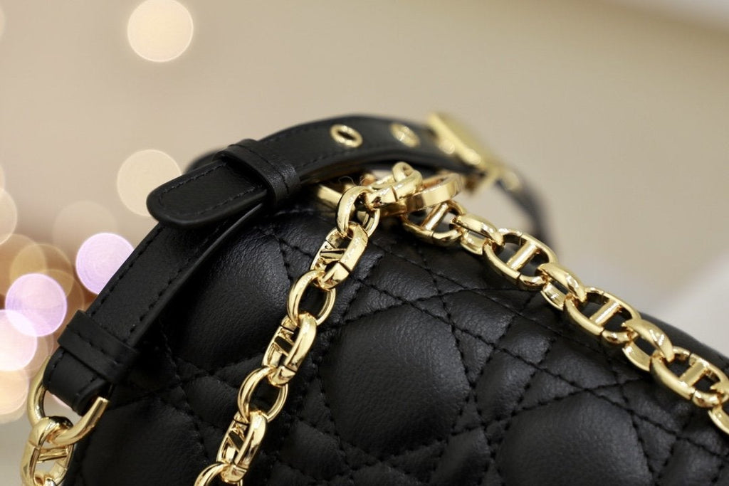 DIOR LARGE CARO BAG 28 BLACK SUPPLE CANNAGE CALFSKIN