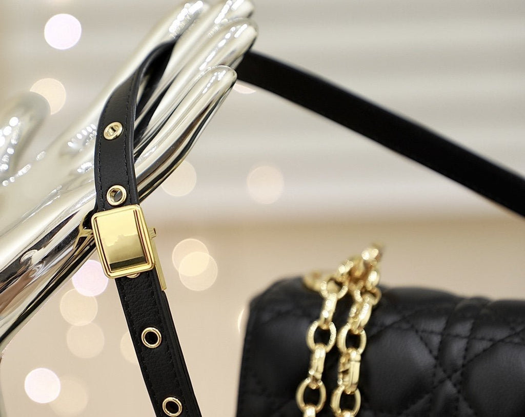 DIOR LARGE CARO BAG 28 BLACK SUPPLE CANNAGE CALFSKIN