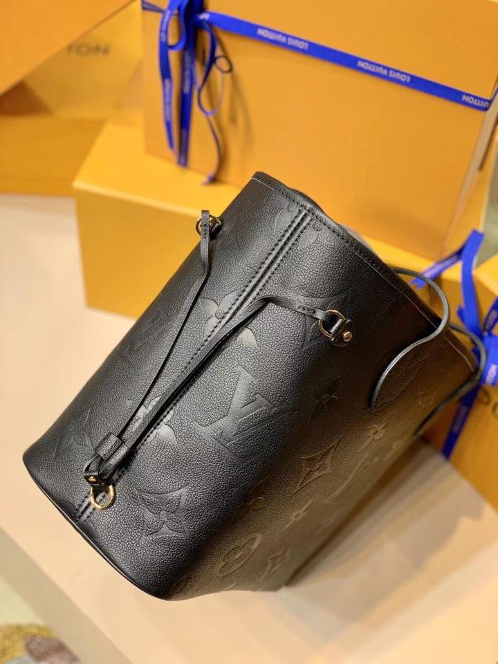 LOUIS VUITTON NEVERFULL MM 32 BLACK EMBOSSED COWHIDE LEATHER