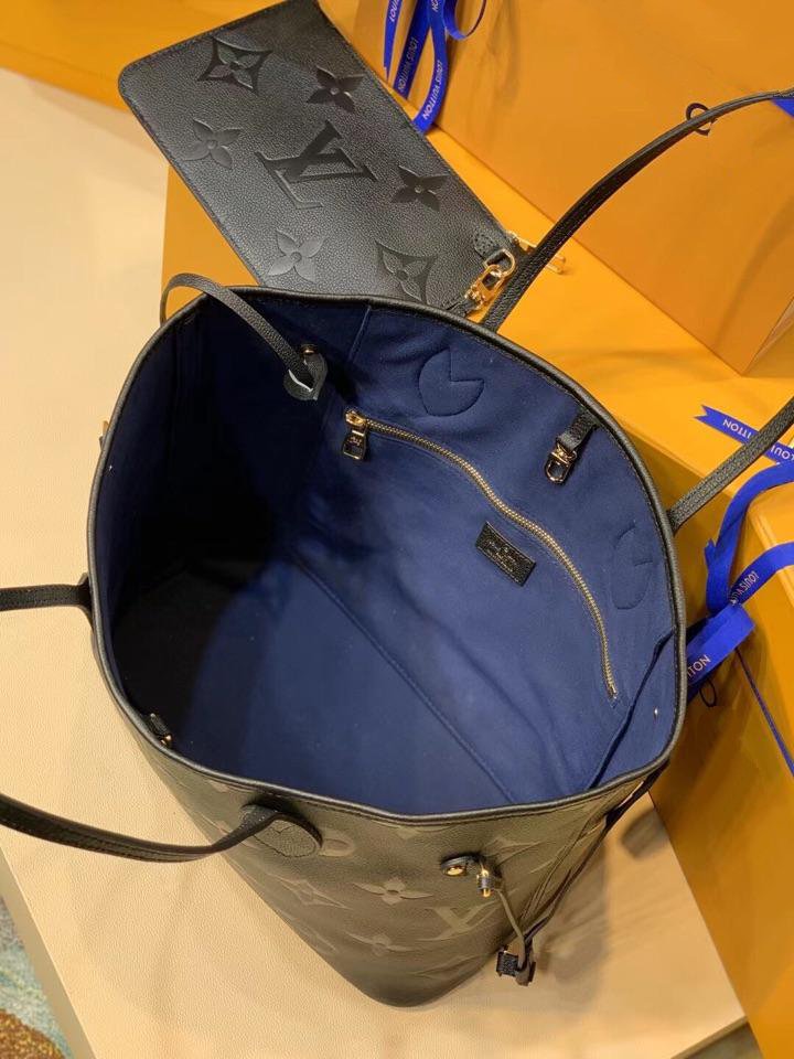 LOUIS VUITTON NEVERFULL MM 32 BLACK EMBOSSED COWHIDE LEATHER