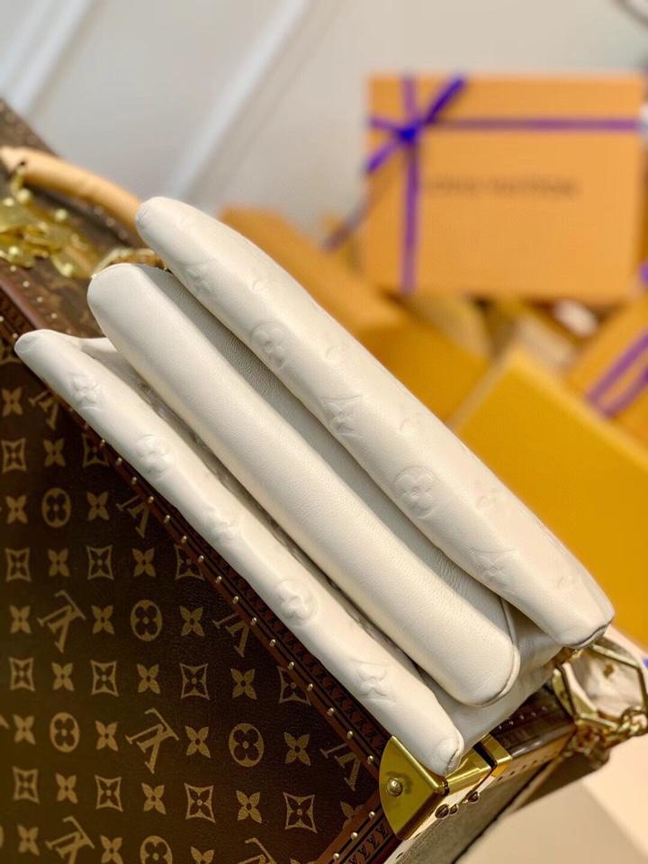 LOUIS VUITTON COUSSIN PM 27 CREAM MONOGRAM EMBOSSED PUFFY LAMBSKIN