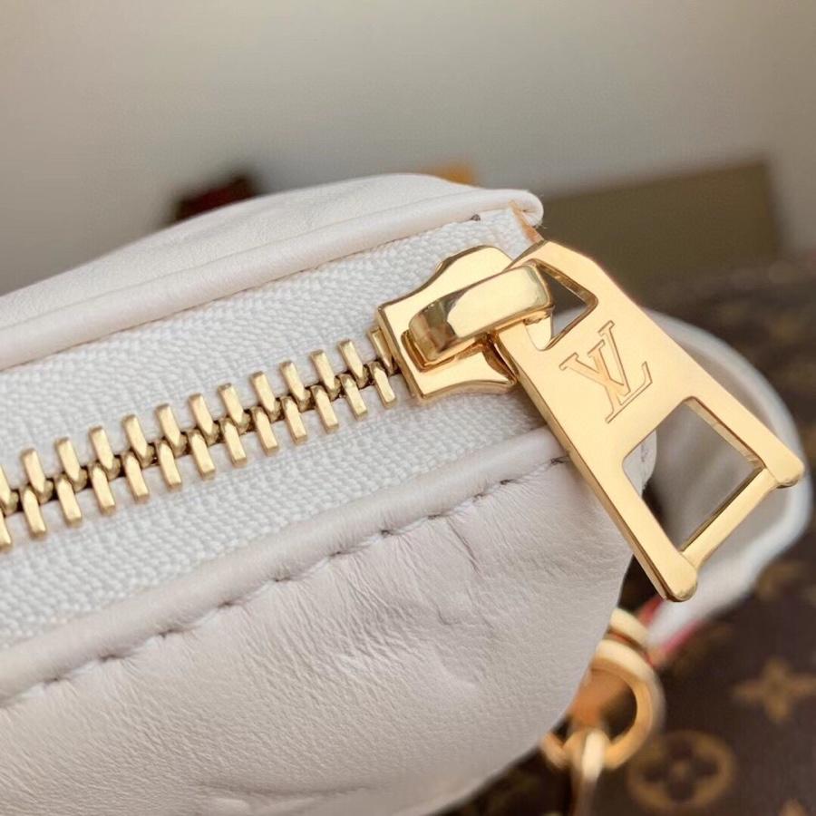 LOUIS VUITTON COUSSIN PM 27 CREAM MONOGRAM EMBOSSED PUFFY LAMBSKIN