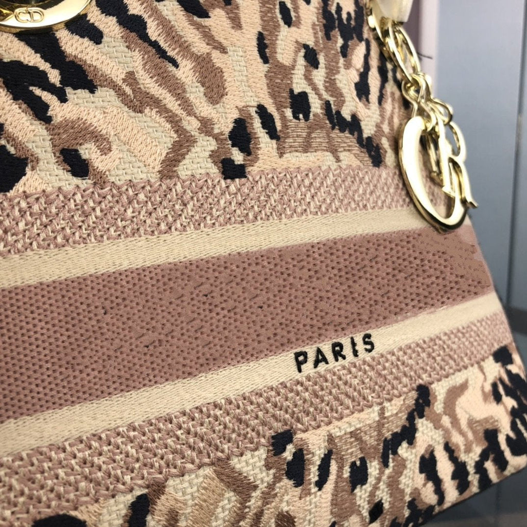 DIOR MEDIUM D-LITE 24 BEIGE MILTI COLOR MIZZA EMBROIDERY