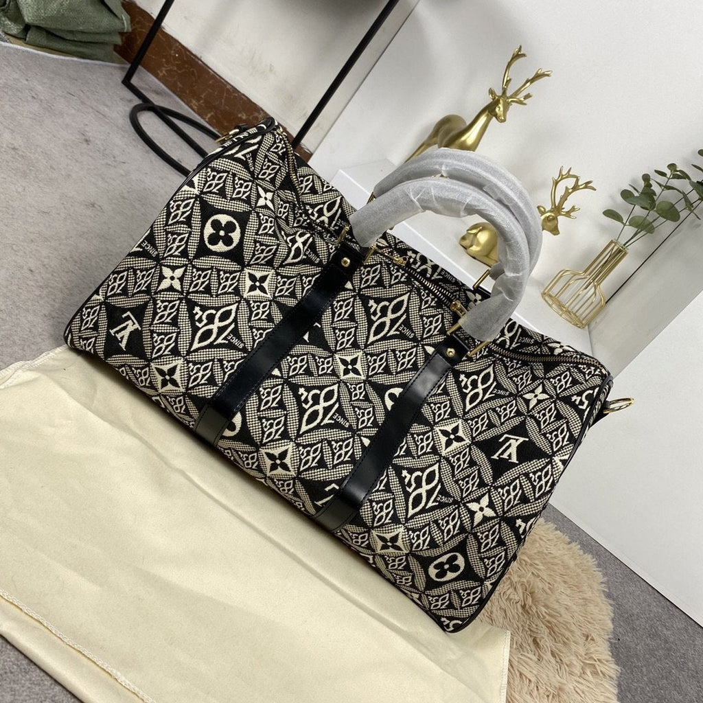 LOUIS VUITTON LV KEEPALL BANDOULIERE 45 1854 JACQUARD GRAY