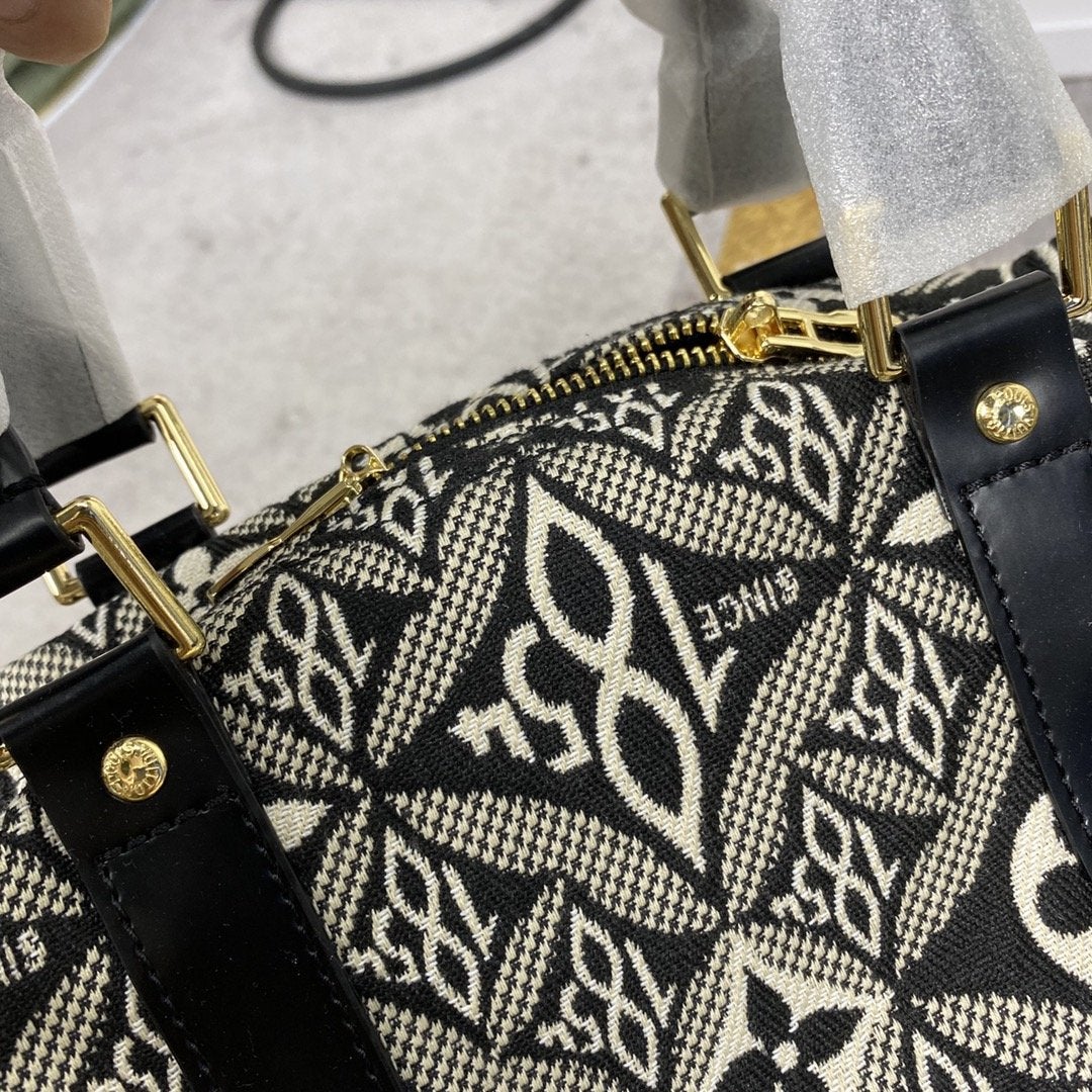 LOUIS VUITTON LV KEEPALL BANDOULIERE 45 1854 JACQUARD GRAY