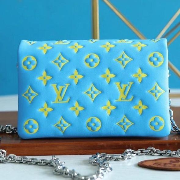 LOUIS VUITTON POCHETTE COUSSIN 20 MINT GREEN YELLOW MONOGRAM LAMBSKIN