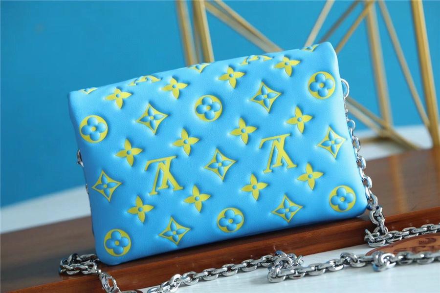 LOUIS VUITTON POCHETTE COUSSIN 20 MINT GREEN YELLOW MONOGRAM LAMBSKIN