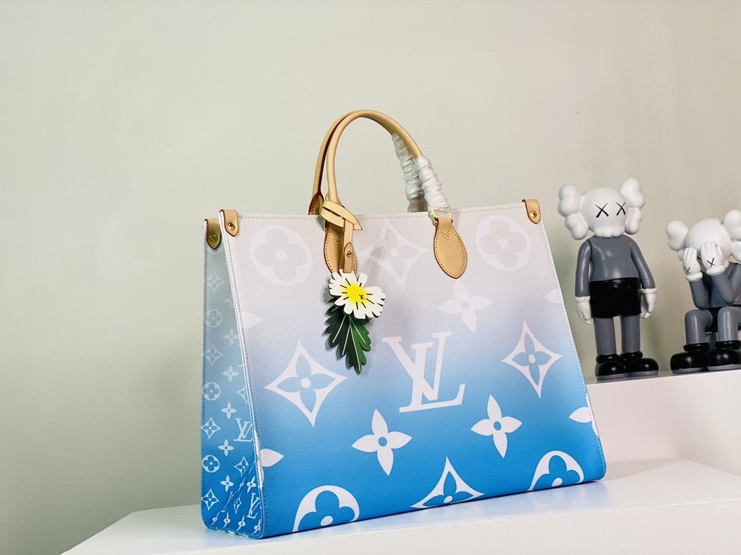 LOUIS VUITTON ONTHEGO GM 41 BLUE MONOGRAM GIANT COATED CANVAS