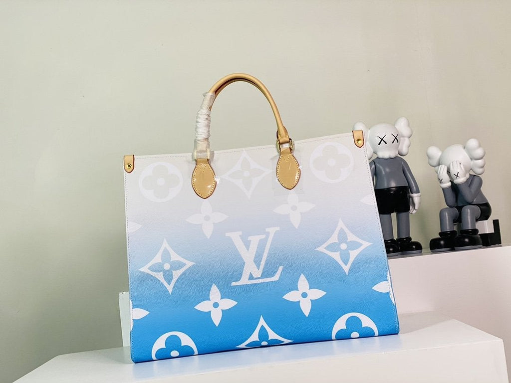 LOUIS VUITTON ONTHEGO GM 41 BLUE MONOGRAM GIANT COATED CANVAS