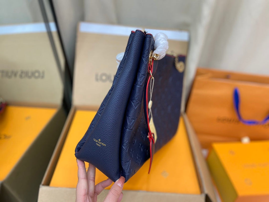 LOUIS VUITTON SURENE MM 36CM BLUE MONOGRAM GRAINED CALFSKIN
