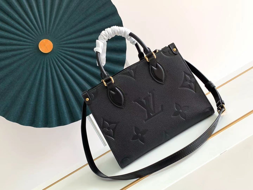 LOUIS VUITTON ONTHEGO PM 25 BLACK MONOGRAM EMPREINTE GIANT CANVAS