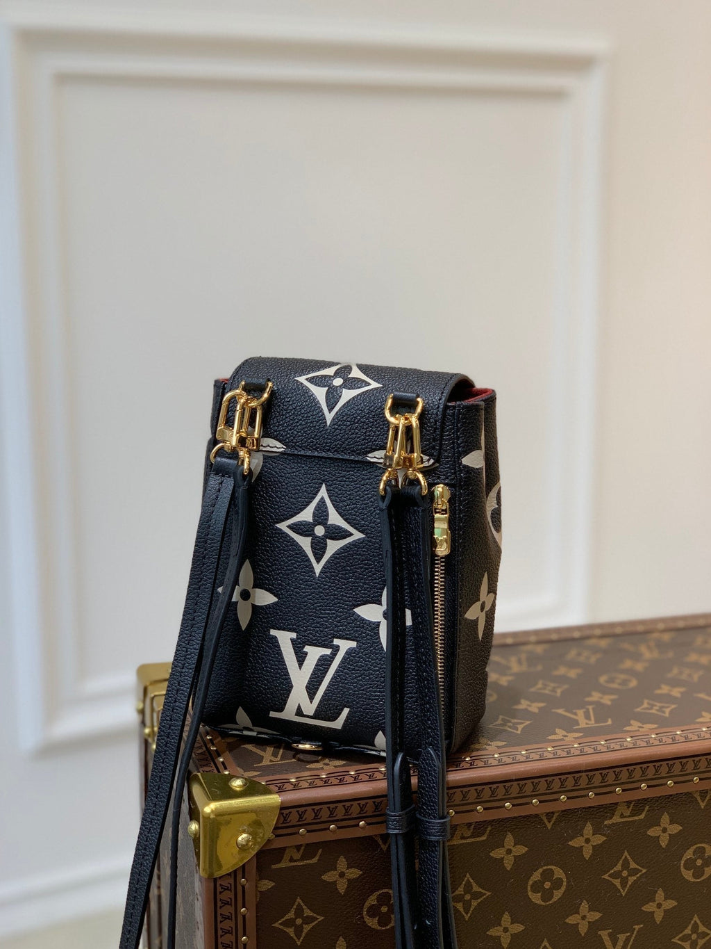 LOUIS VUITTON TINI BACKPACK BLACK BEIGE MONOGRAM CANVAS
