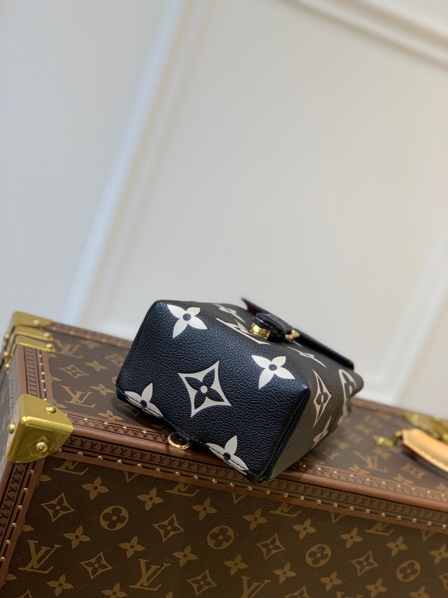 LOUIS VUITTON TINI BACKPACK BLACK BEIGE MONOGRAM CANVAS