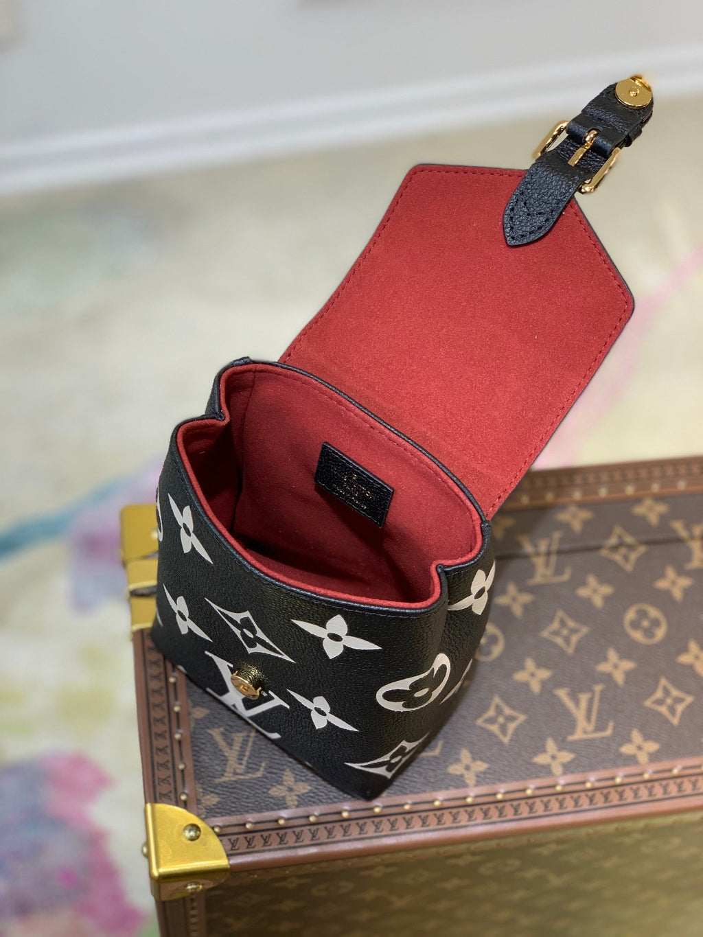 LOUIS VUITTON TINI BACKPACK BLACK BEIGE MONOGRAM CANVAS