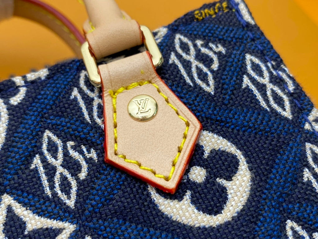 LOUIS VUITTON PETIT SAC PLAT BLUE MONOGRAM SINCE 1854 TEXTILE