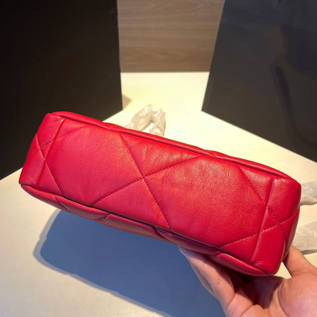 CHANEL 19 FLAP BAG 26 RED GOATSKIN
