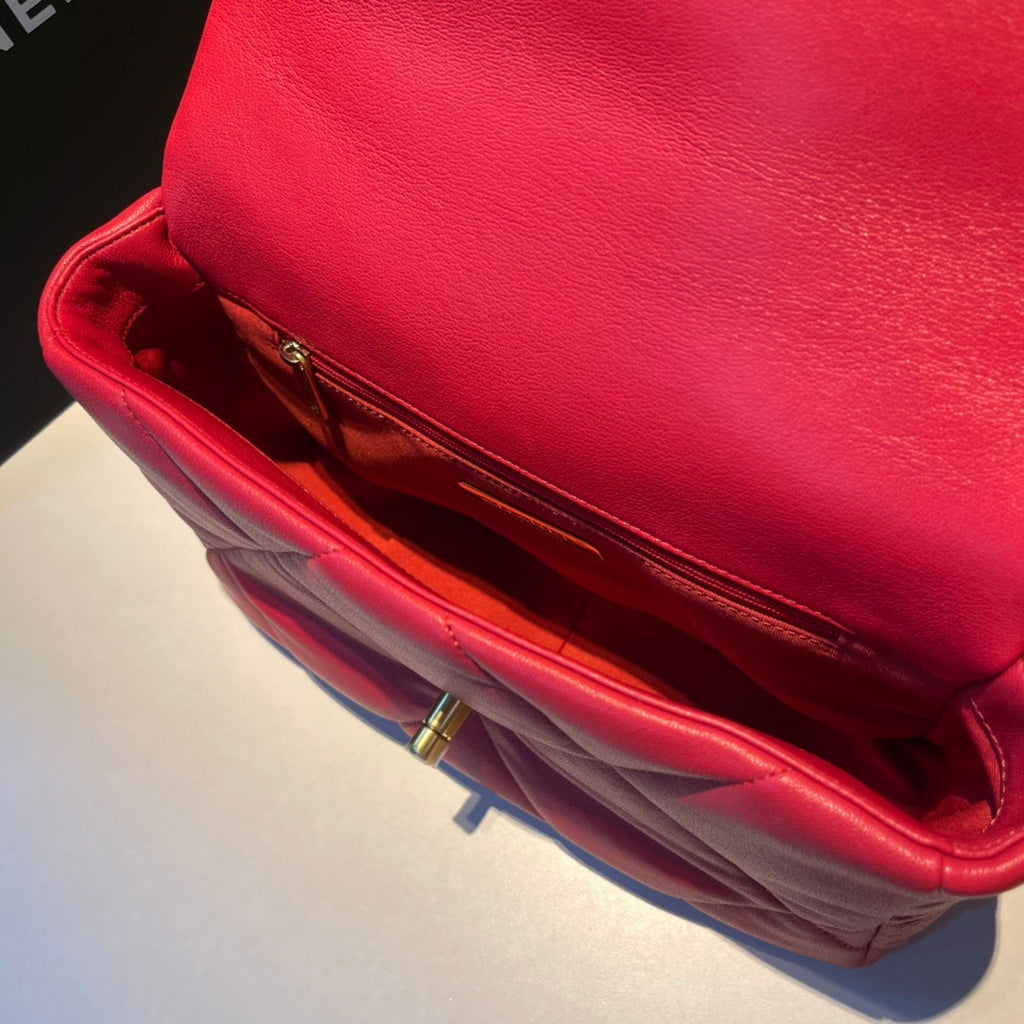 CHANEL 19 FLAP BAG 26 RED GOATSKIN