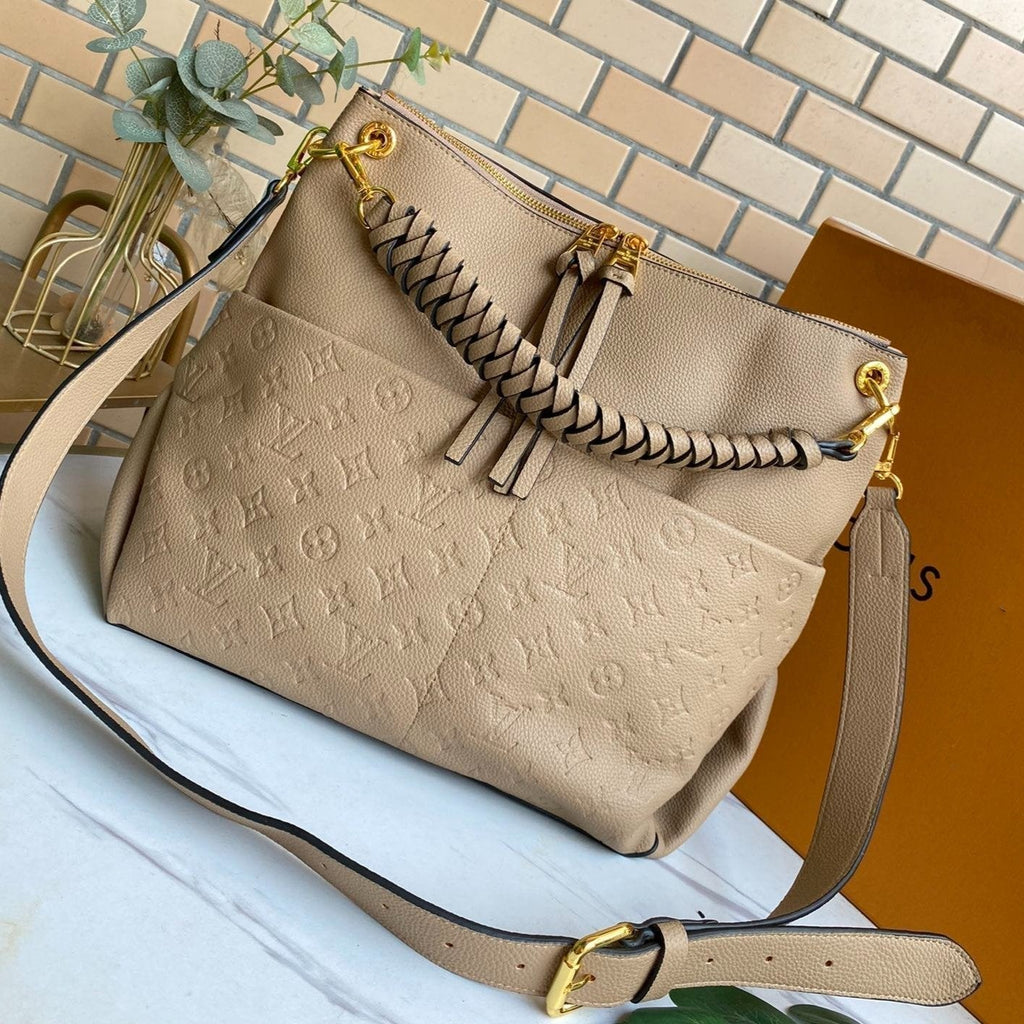 LOUIS VUITTON MAIDA HOBO 33CM BEIGE MONOGRAM EMBOSSED GRAINED COWHIDE