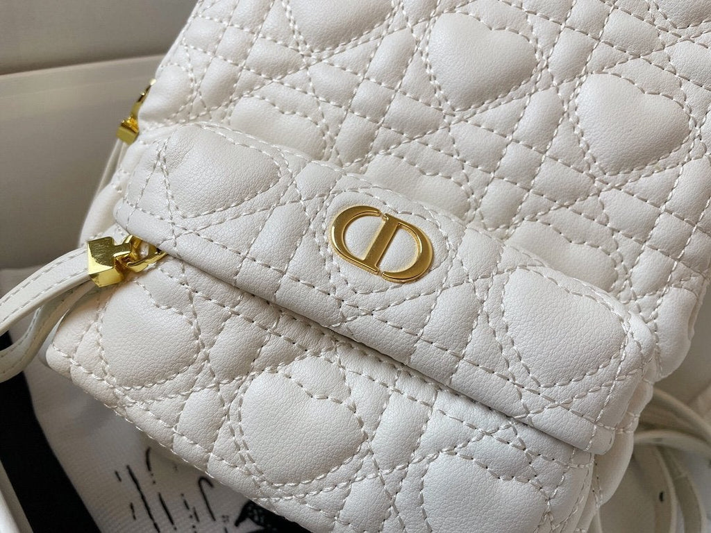 DIOR SMALL BACKPACK WHITE CANNAGE LAMBSKIN