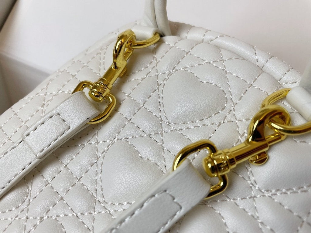 DIOR SMALL BACKPACK WHITE CANNAGE LAMBSKIN