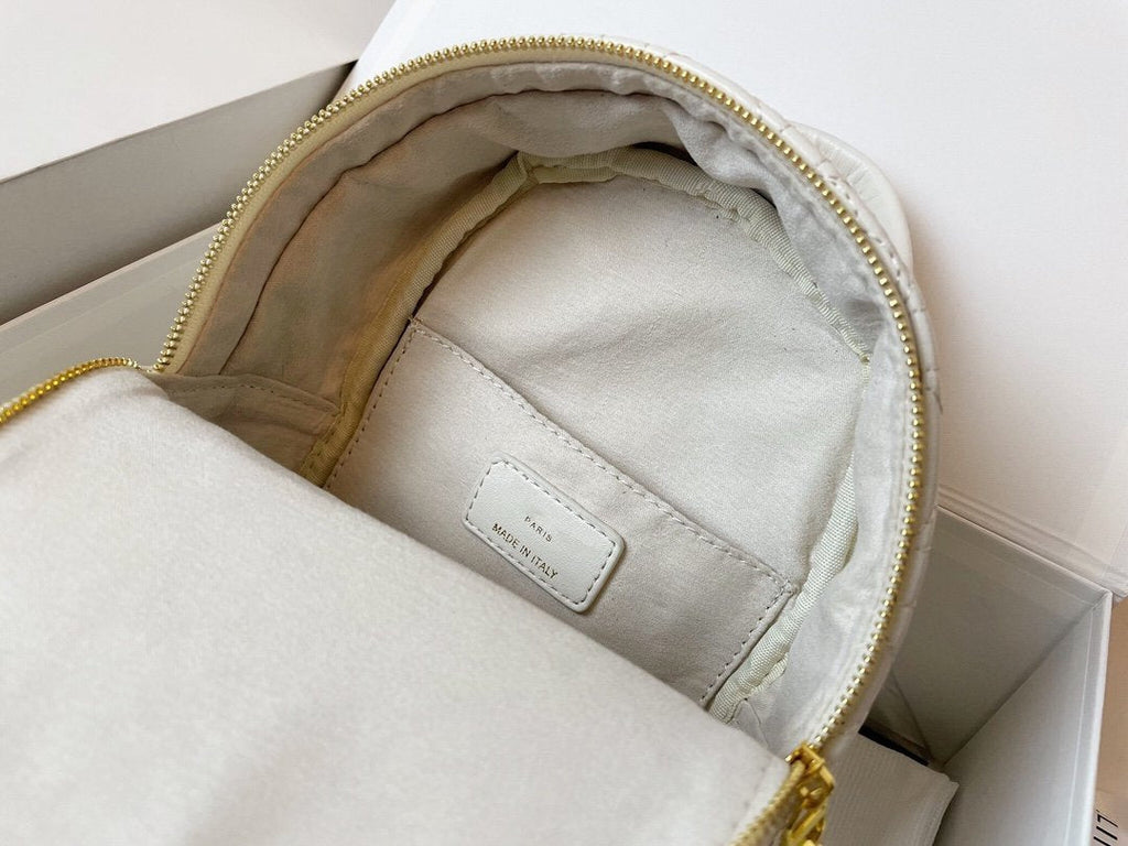 DIOR SMALL BACKPACK WHITE CANNAGE LAMBSKIN