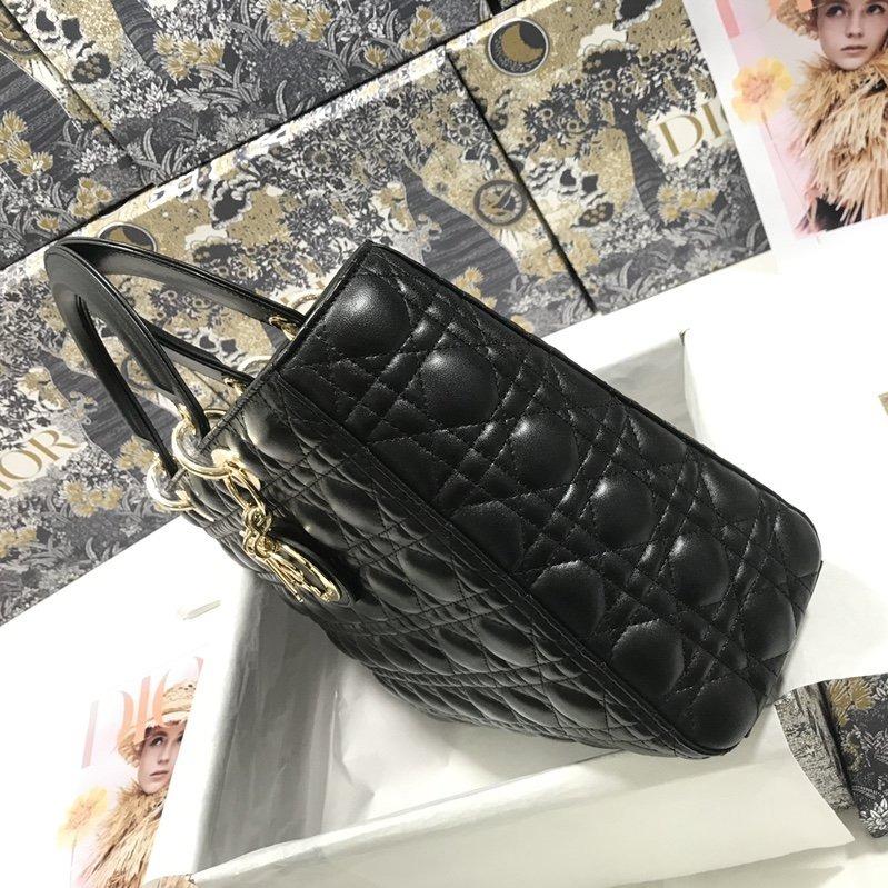 DIOR LARGE LADY BAG 32CM BLACK CANNAGE LAMBSKIN