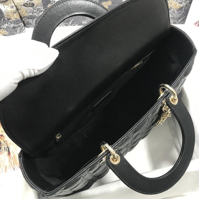 DIOR LARGE LADY BAG 32CM BLACK CANNAGE LAMBSKIN