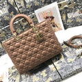 DIOR LARGE LADY BAG 32CM BEIGE CANNAGE LAMBSKIN