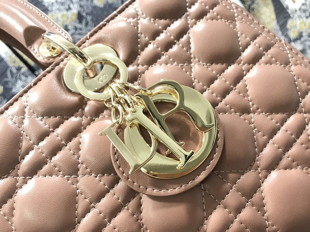DIOR LARGE LADY BAG 32CM BEIGE CANNAGE LAMBSKIN