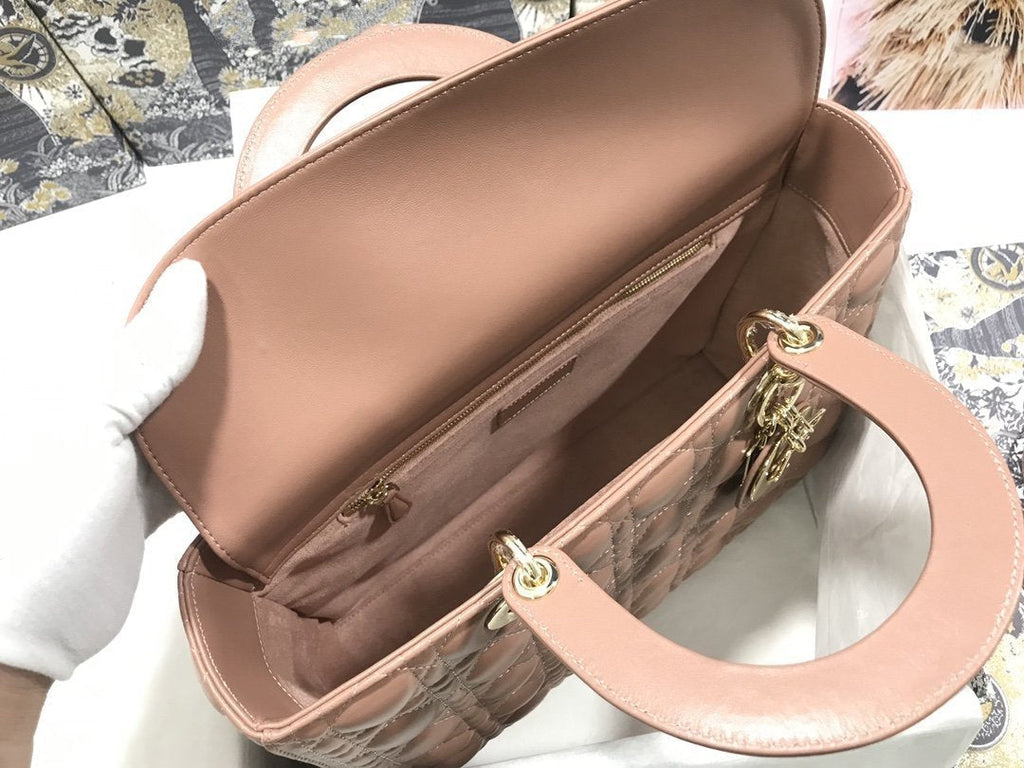 DIOR LARGE LADY BAG 32CM BEIGE CANNAGE LAMBSKIN