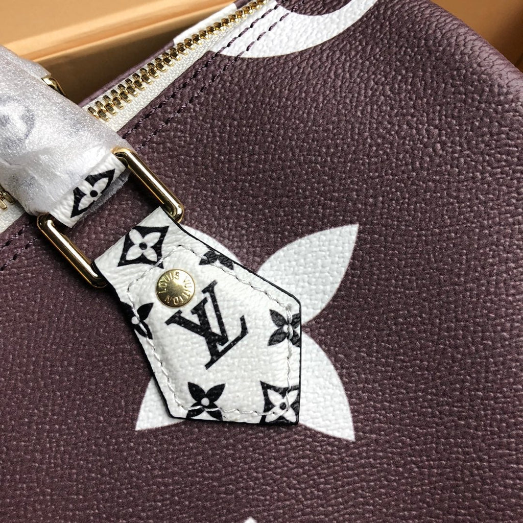 LOUIS VUITTON SPEEDY BANDOULIERE 30 BROWN WHITE GIANT MONOGRAM CANVAS