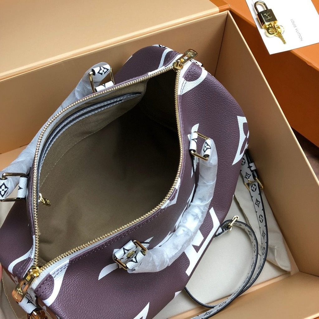 LOUIS VUITTON SPEEDY BANDOULIERE 30 BROWN WHITE GIANT MONOGRAM CANVAS