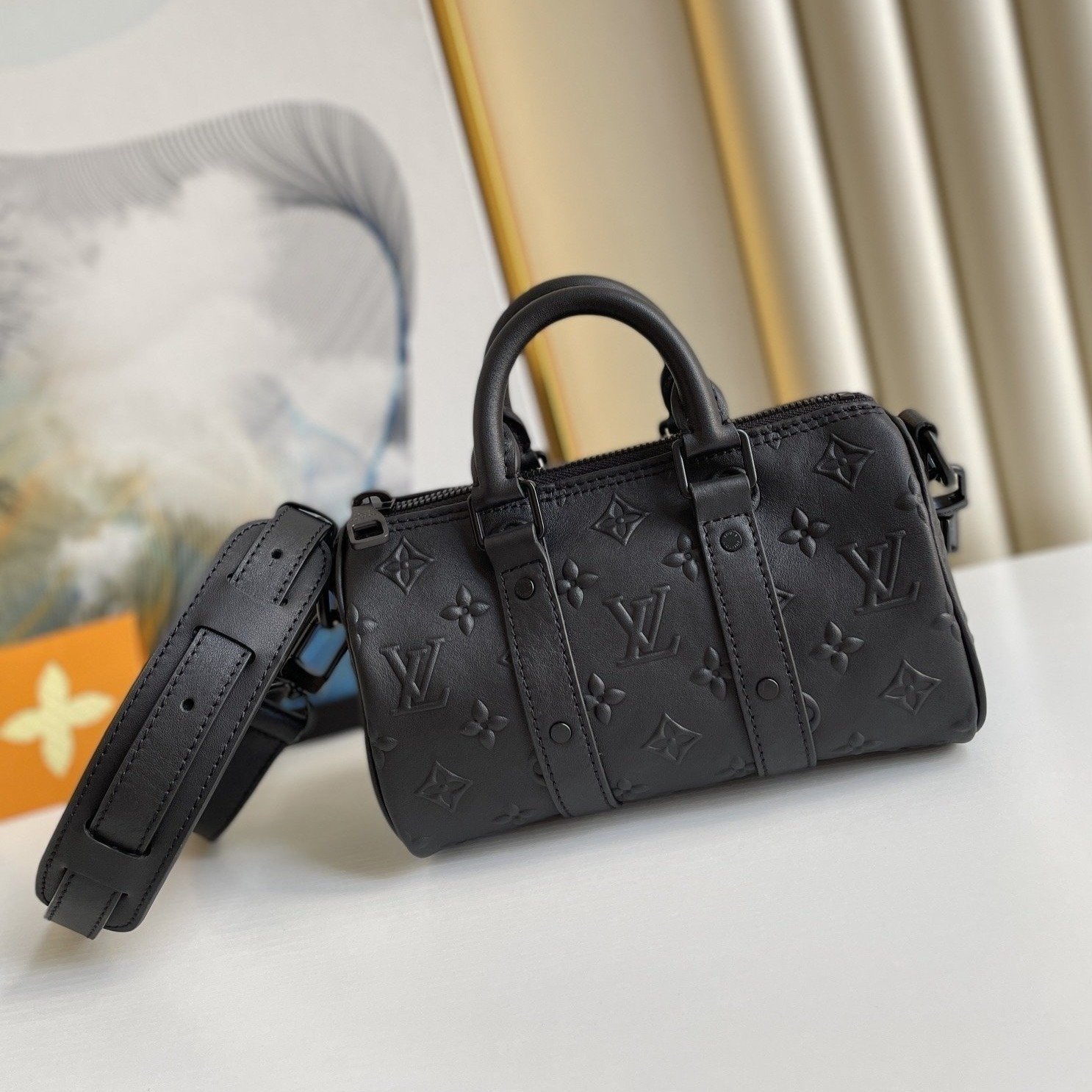 LOUIS VUITTON KEEPALL XS 21CM BLACK MONOGRAM SEAL