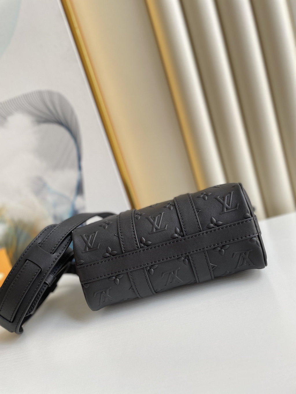 LOUIS VUITTON KEEPALL XS 21CM BLACK MONOGRAM SEAL