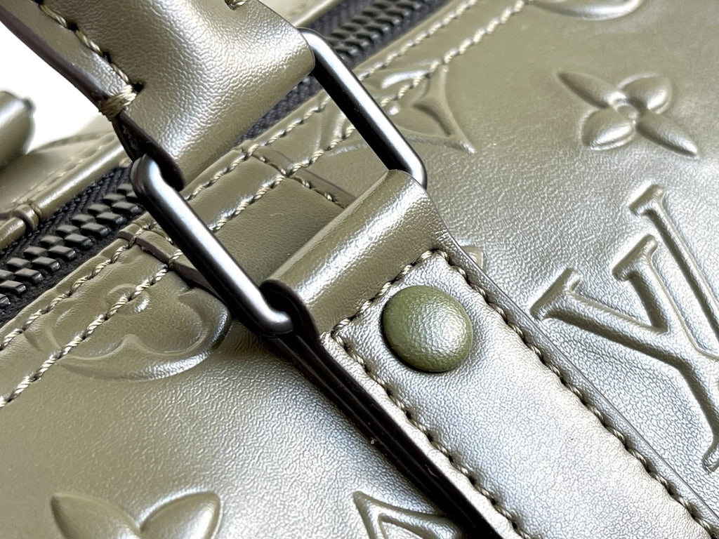 LOUIS VUITTON KEEPALL 50 BANDOULIERE KHAKI EMPREINTE LEATHER
