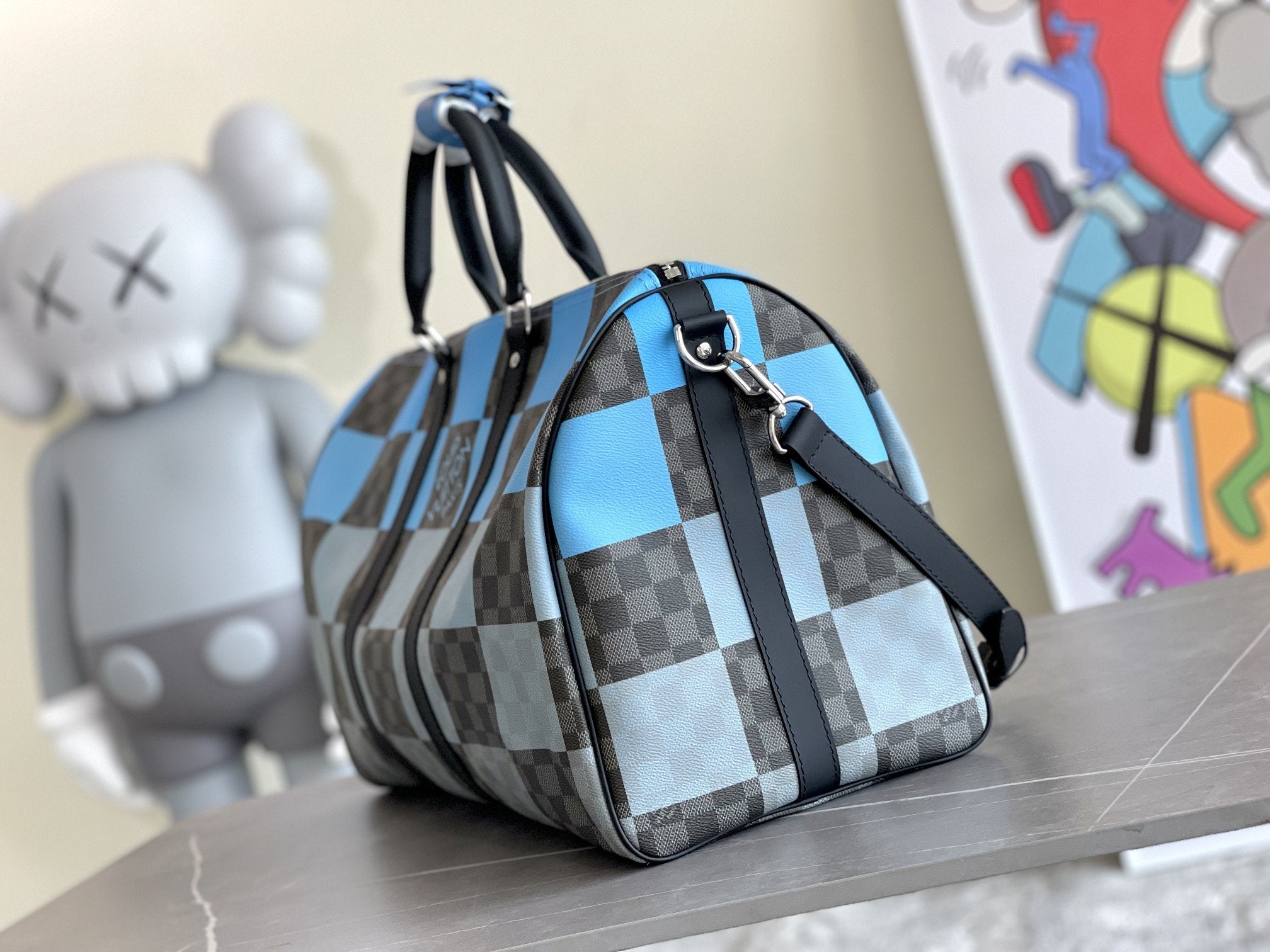 LOUIS VUITTON KEEPALL 50 BANDOULIERE BLUE DAMIER GRAPHITE