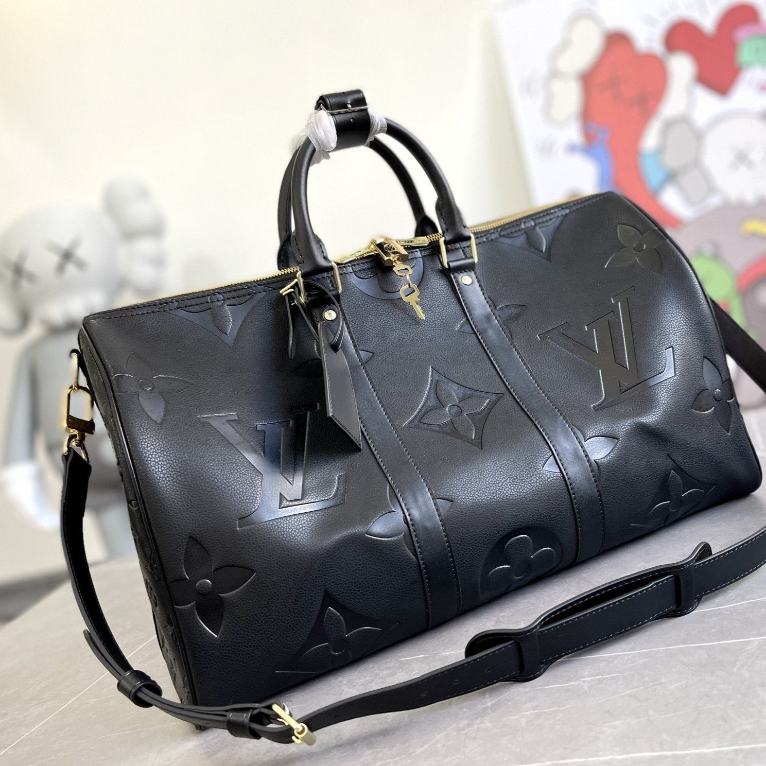 LOUIS VUITTON KEEPALL 45 BANDOULIERE MONOGRAM EMPREINTE GIANT