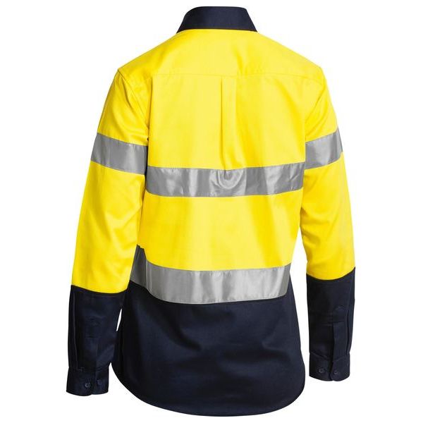 Bisley 2 Tone Womens Hi Vis Drill Long Sleeve Shirt 3M Reflective Tape (BLT6456)