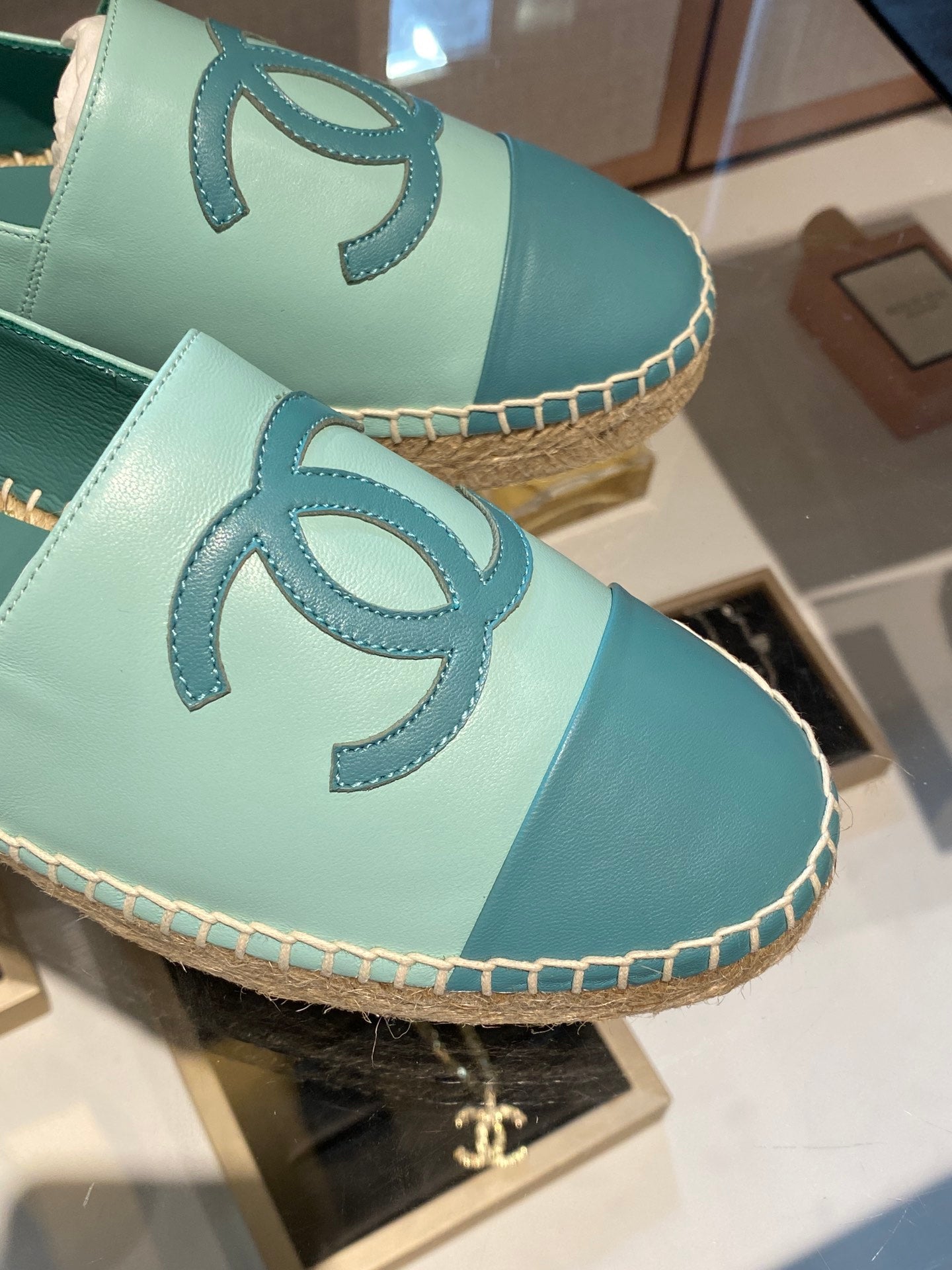 CHANEL ESPADRILLES SKY BLUE LAMBSKIN