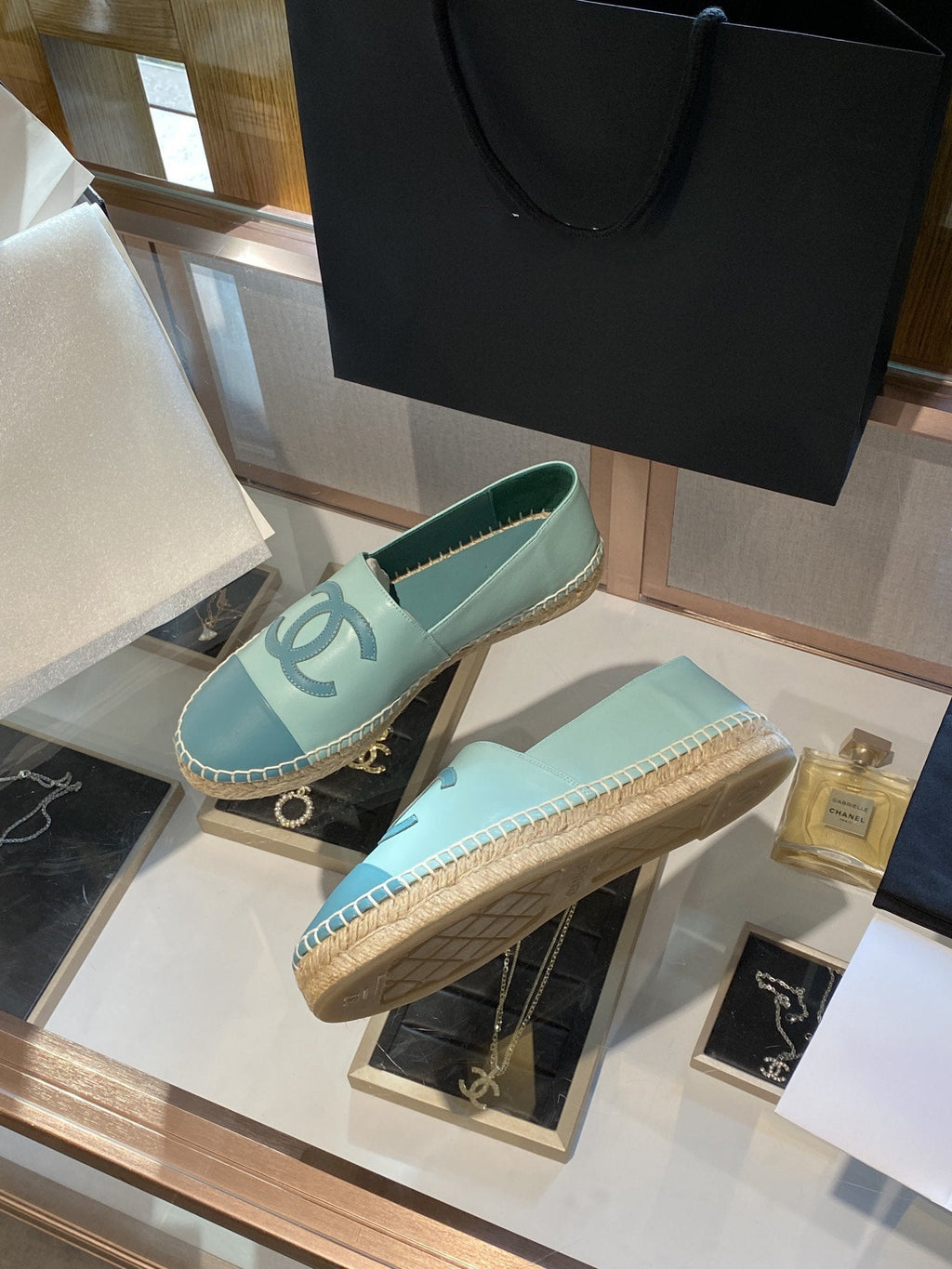 CHANEL ESPADRILLES SKY BLUE LAMBSKIN